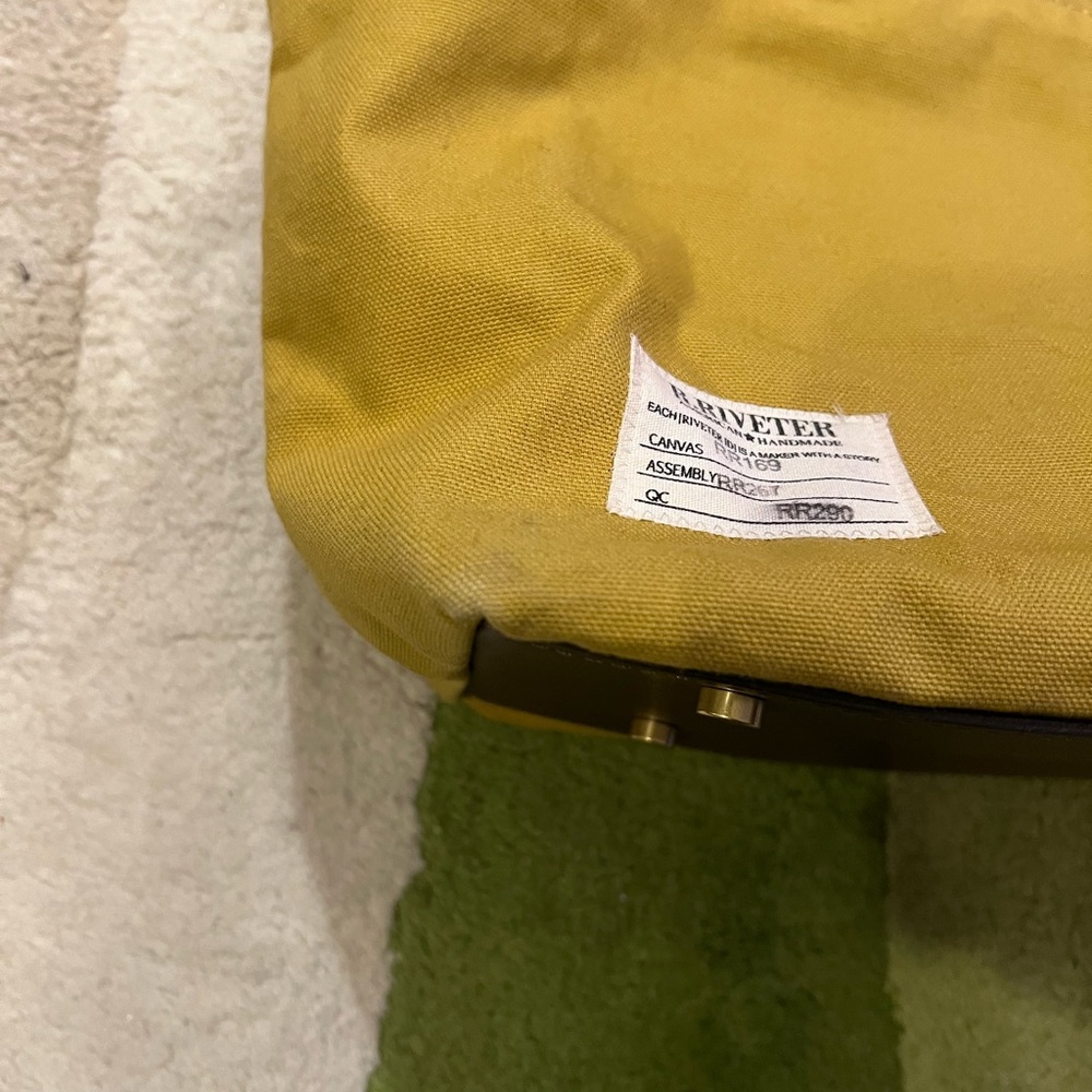 Women’s Tote Bag in Mustard Yellow with Brown Handles - Picture 2 of 7